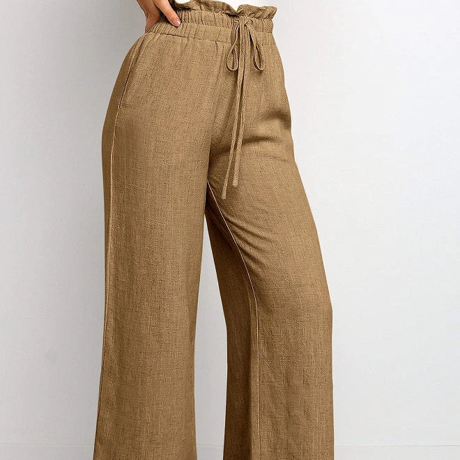 Stylish Elastic Waistband Wide Leg Cropped Pants