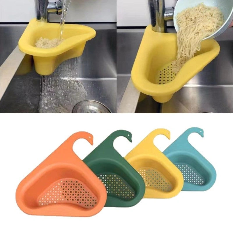 Swan-shaped sink hanging fruit and vegetable filter basket for kitchen use