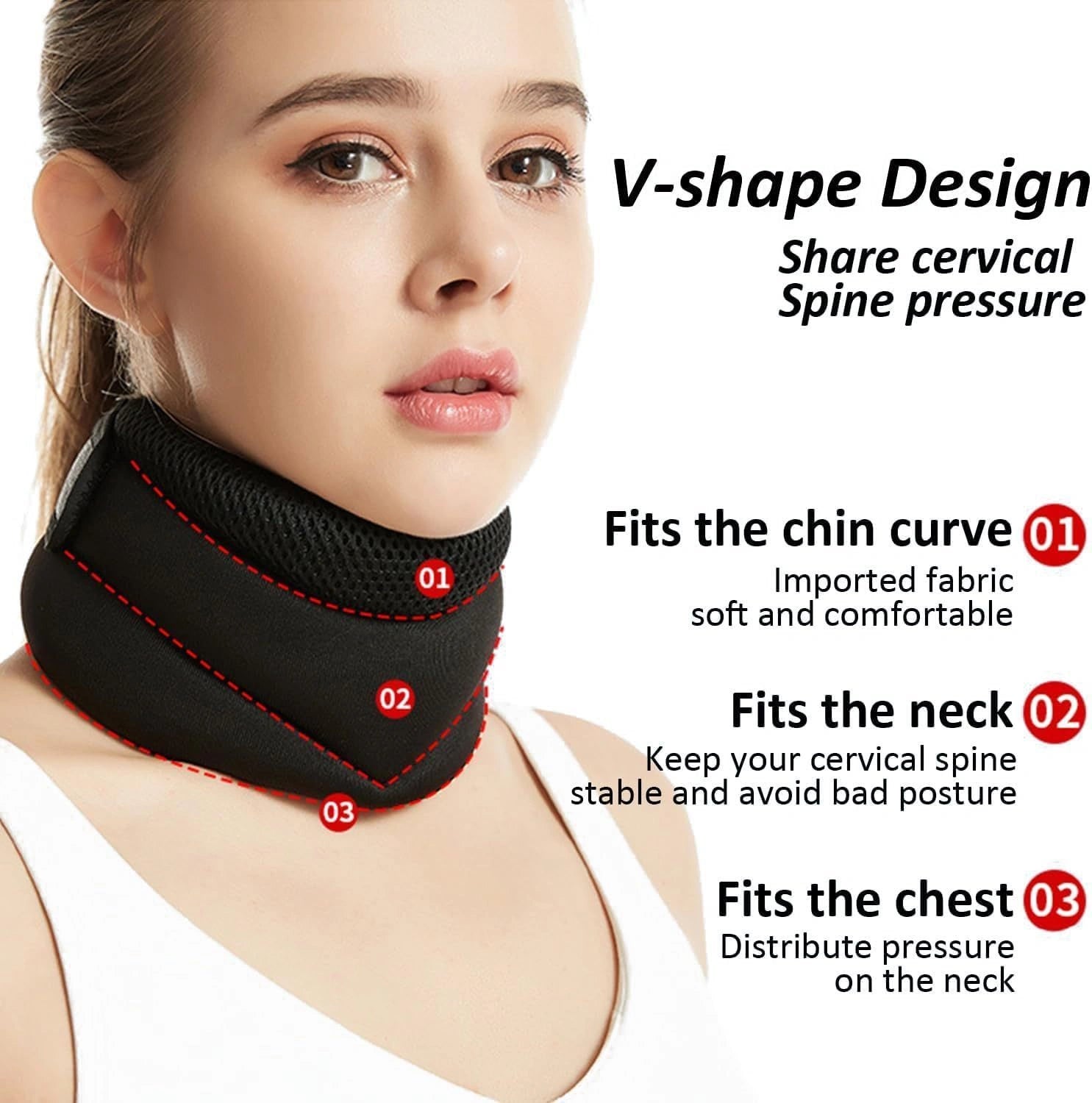 Adjustable Foam Cervical Collar for Neck Pain Relief and Spinal Support