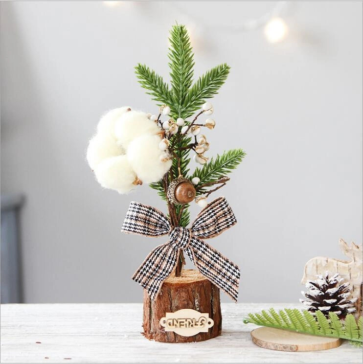 Artificial Christmas Tree Decorations with Red Berries and Pine Needles
