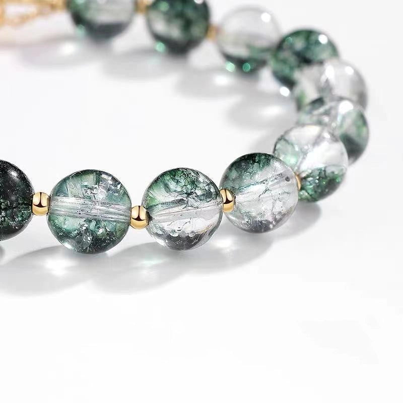 Small Design Crystal Bracelet with Green Ghost Beads