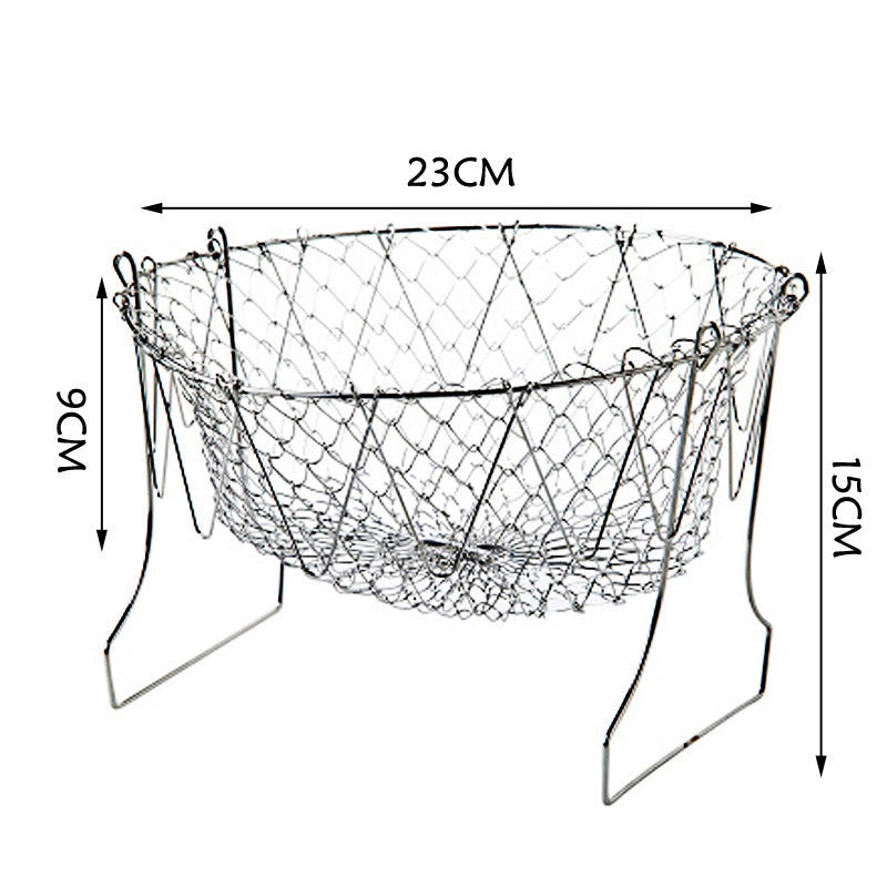 Stainless Steel Deep-fry Basket with Cool-Touch Handles and Easy Draining