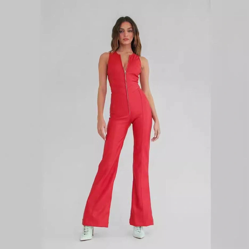 Stylish Summer Denim Jumpsuit for Women with Halter Neck