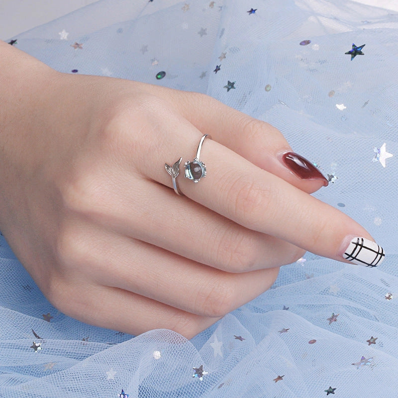 Silver Plated Adjustable Mermaid Tail Ring for Women