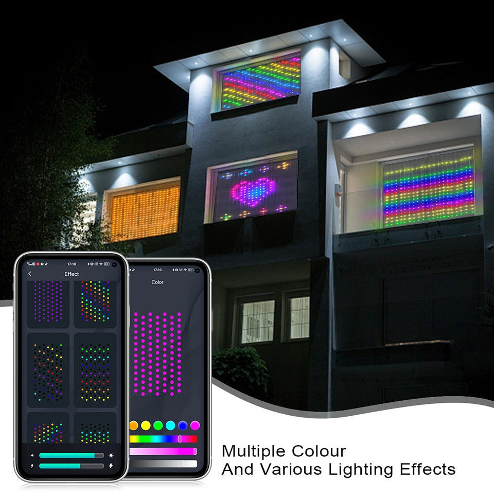 Smart LED RGB Curtain String Lights with Bluetooth APP Control