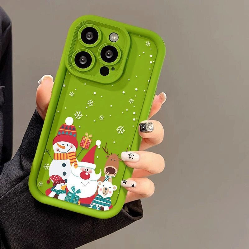 Santa Claus themed frosted phone case with shockproof silicone cover