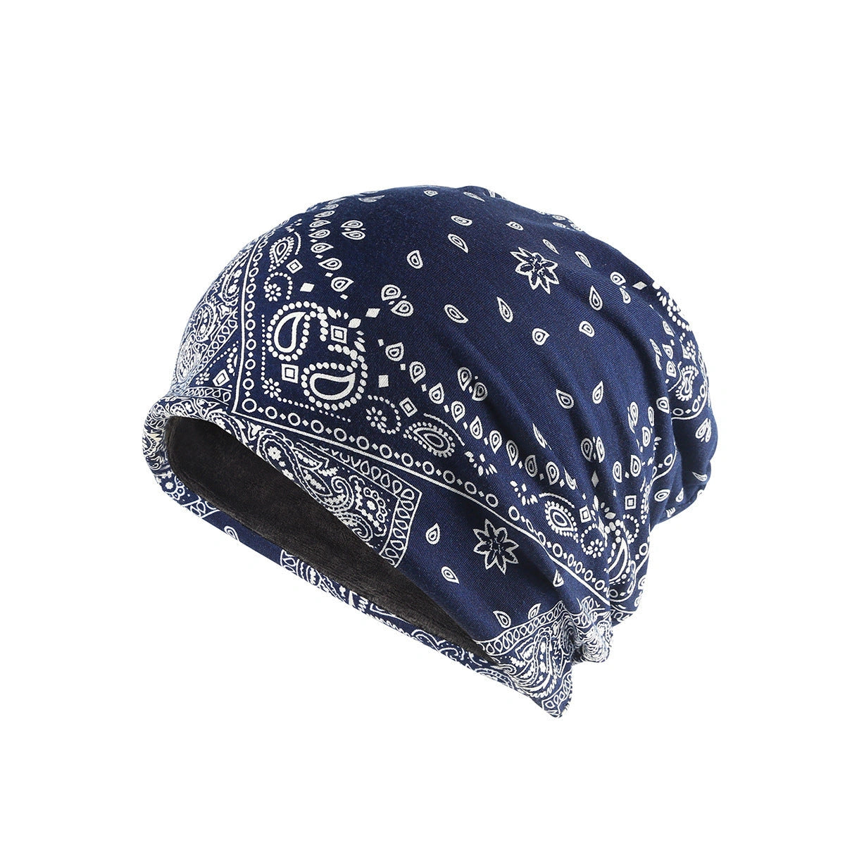 Adjustable Windproof Earmuff Hat with Cashew Flower Print for All Seasons
