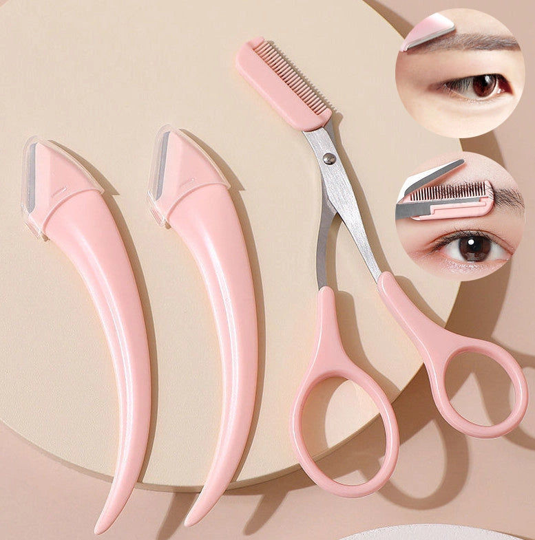 Stainless Steel Eyebrow Trimming Knife with Comb - Precision Beauty Tool