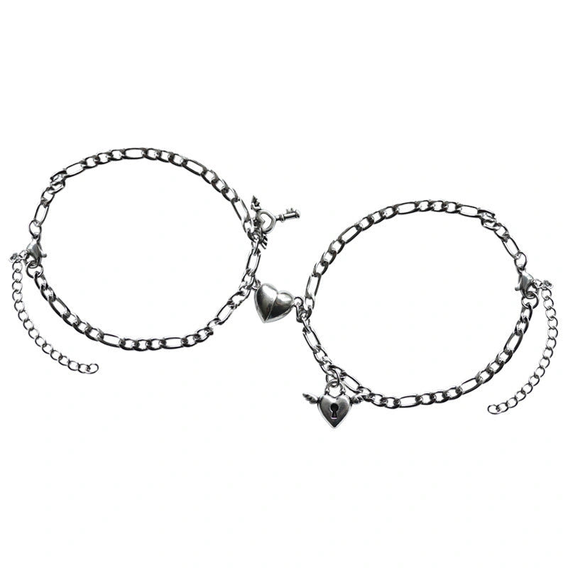 Heart-shaped Couple Bracelets with Unique Floral Design