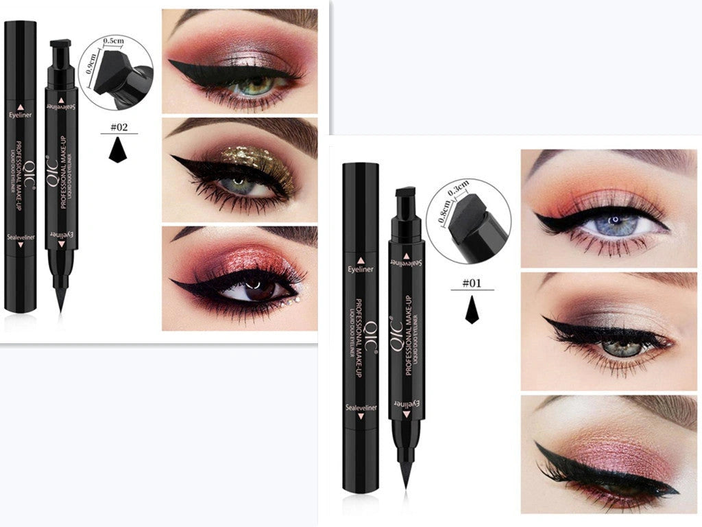 Double-headed wing seal eyeliner with carbon black formula
