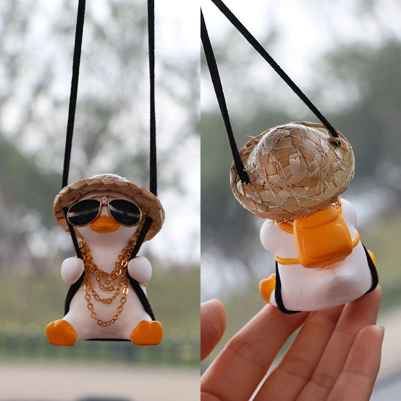 Cute Anime Little Duck Swing Car Pendant for Rearview Mirror Decoration