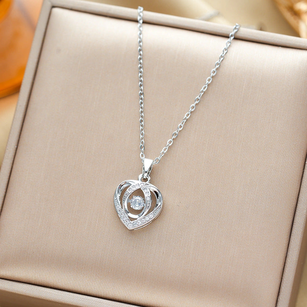 Heart-shaped Rhinestone Clavicle Chain Necklace for Valentine