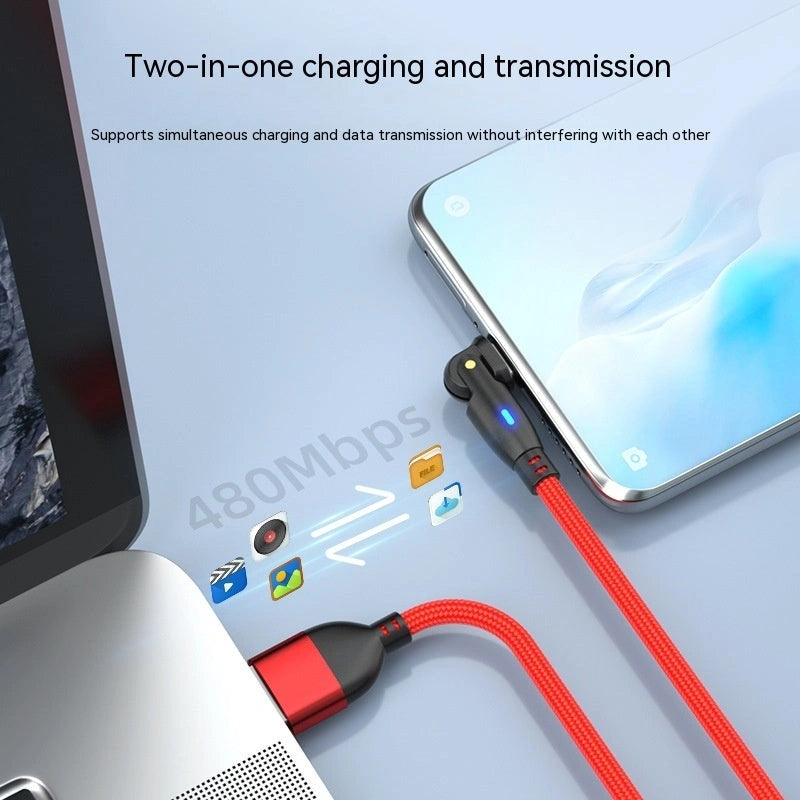180-Degree Bendable Fast Charge Data Cable for Android and Type-C Devices