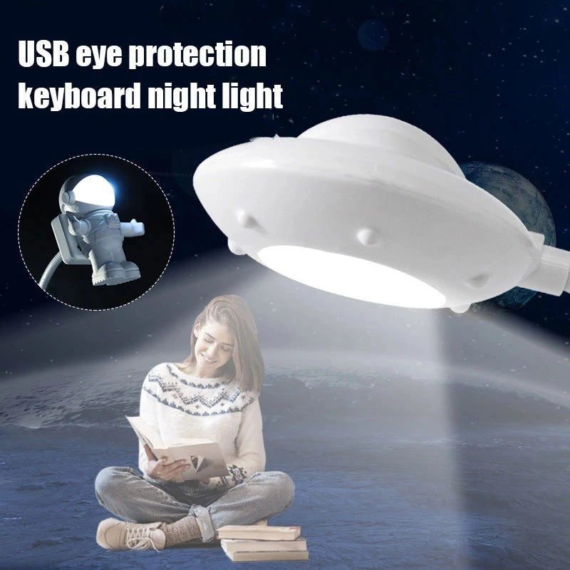 USB Astronaut LED Night Light with Flying Saucer Design