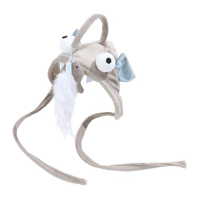 Adjustable Head Wearing Feather Funny Cat Stick Toy for Indoor Play