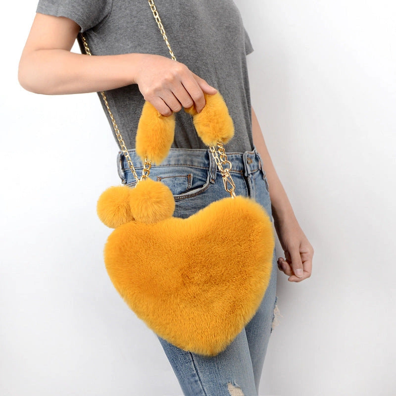 Love Bags Soft Plush Handbags for Women, Valentine