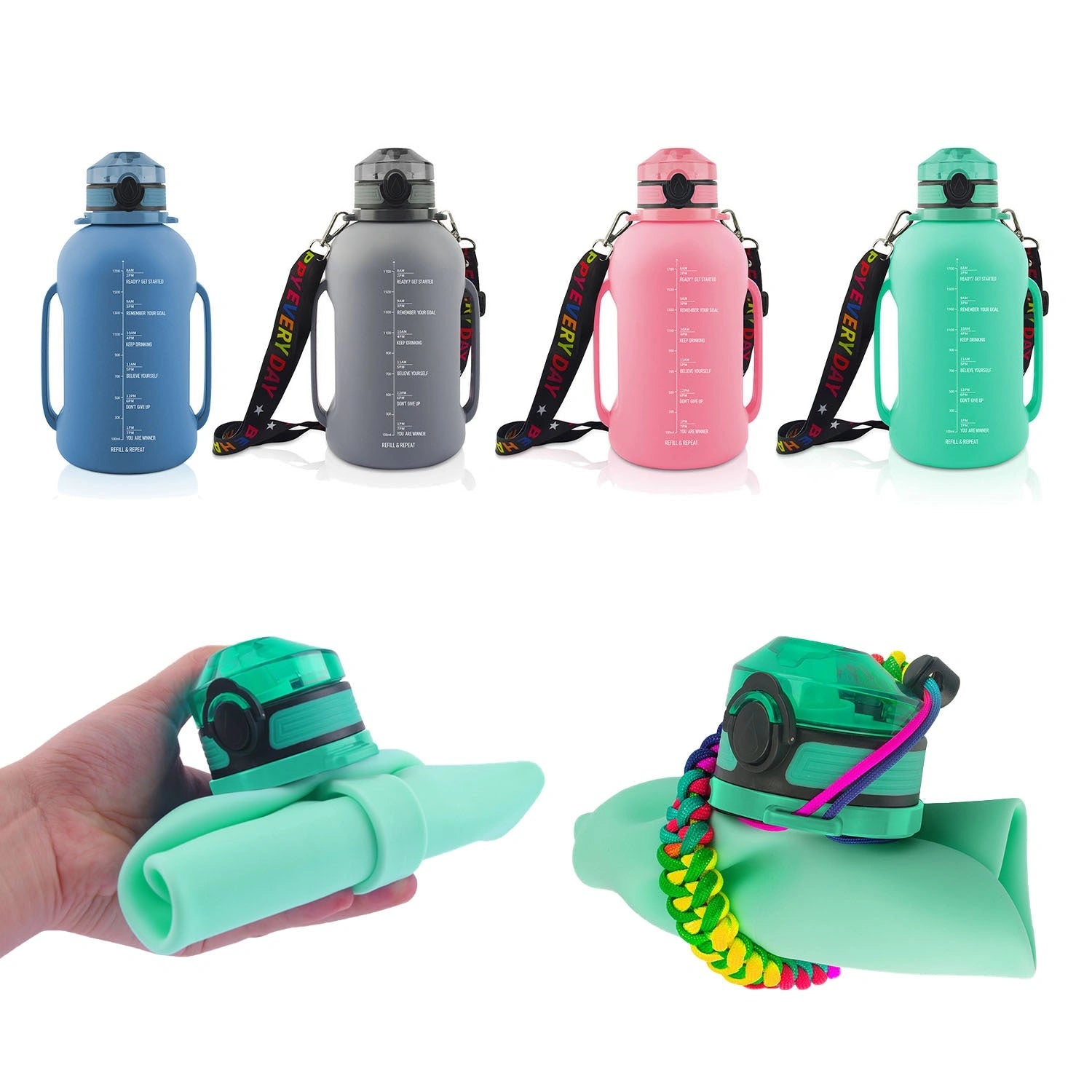 Large Capacity Collapsible Silicone Water Bottle for Fitness and Outdoor Activities