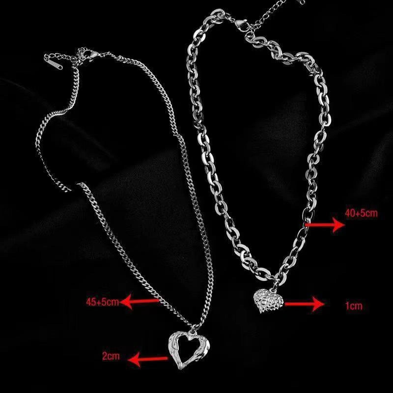 Titanium Steel Angel Wings Love Necklace with Irregular Folds and Heart Design