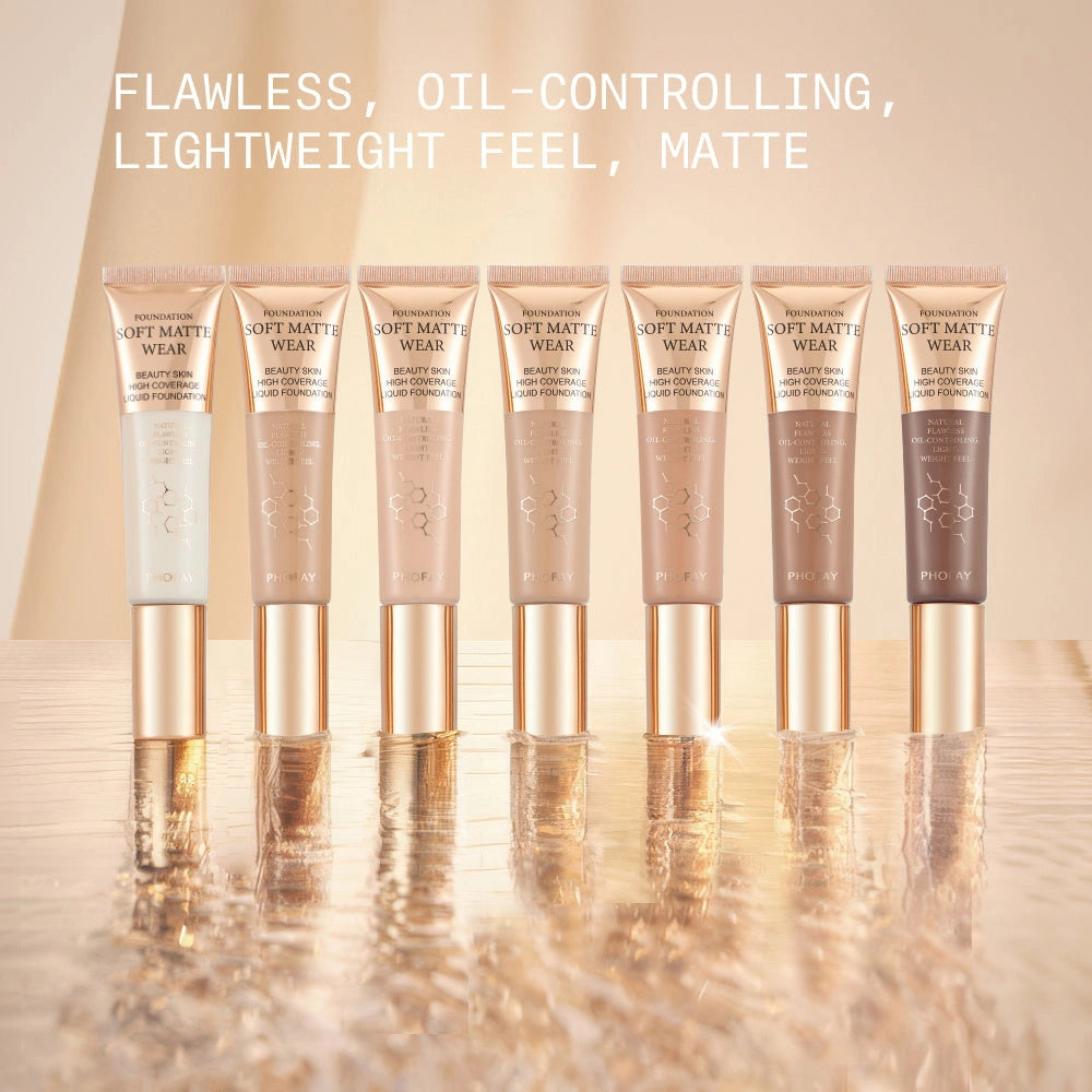 PHOFAY Full Coverage Foundation: Oil-controlling, 30ml lightweight formula