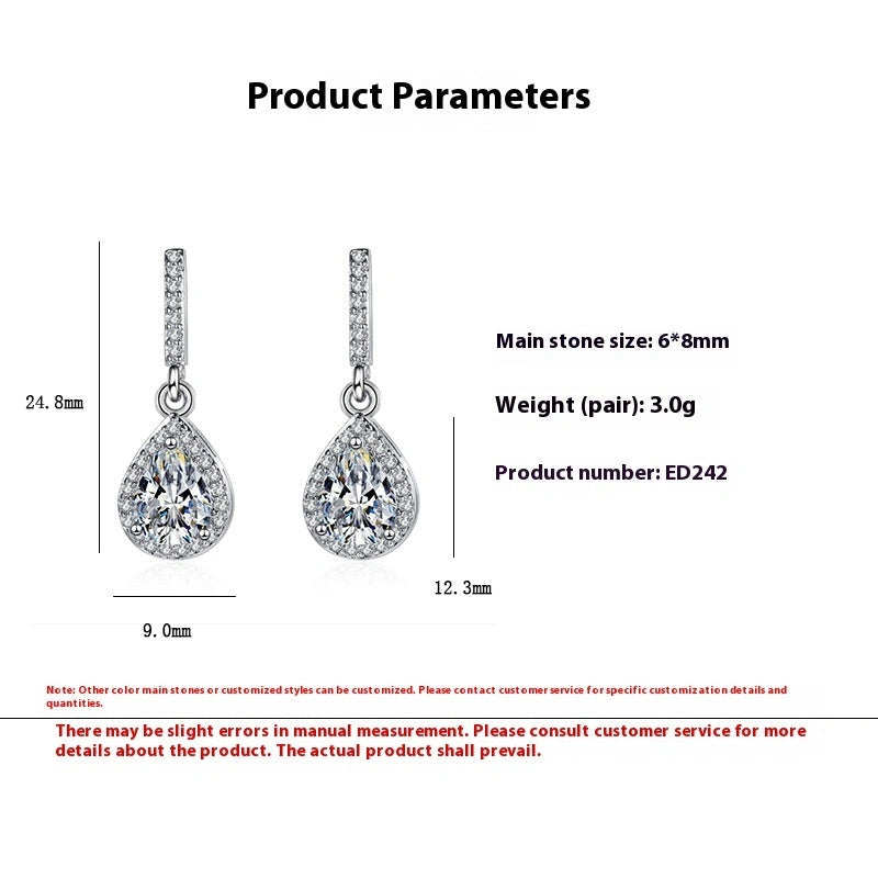 Drop Shape Ear Studs with Micro Inlaid Zircon for Women