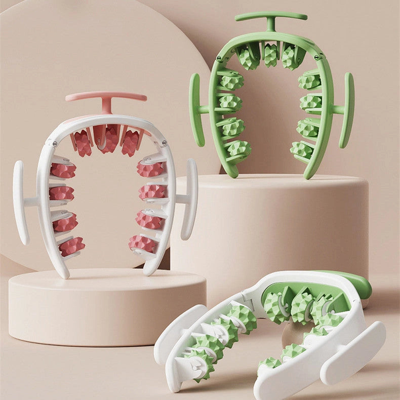 Manual Round Massager with 11 Wheels for Full Body Relief