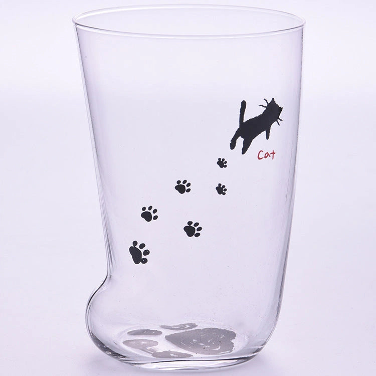 Heat-resistant Glass Cat Paws Mug with Frosted Texture