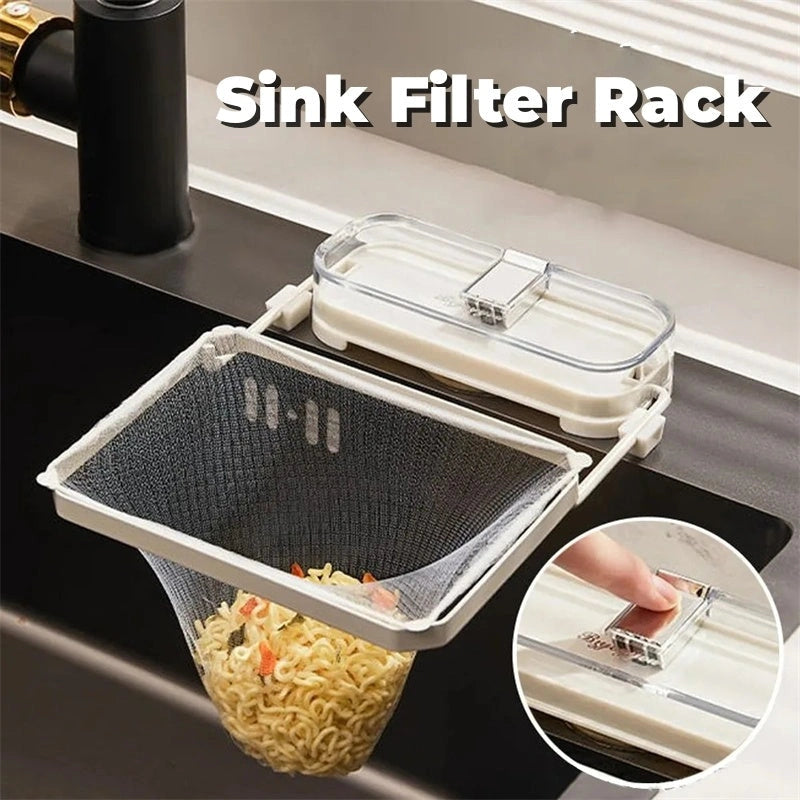 Kitchen Sink Filter Rack with Removable Suction Cups and Fine Mesh