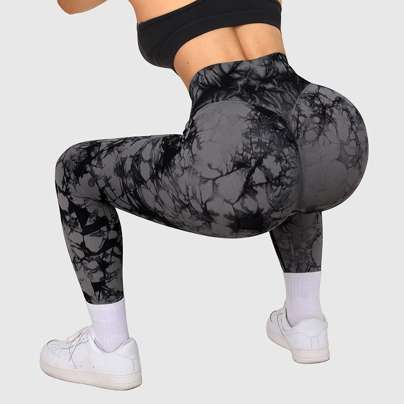 Seamless Tie Dye Leggings for Women with Push-Up Design