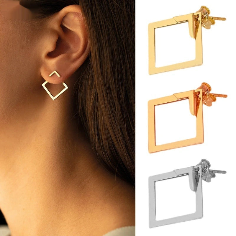 Stylish Titanium Steel Square Geometric Earrings for Women