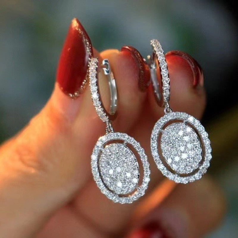 Elegant White Gold Plated Oval Earrings for Women