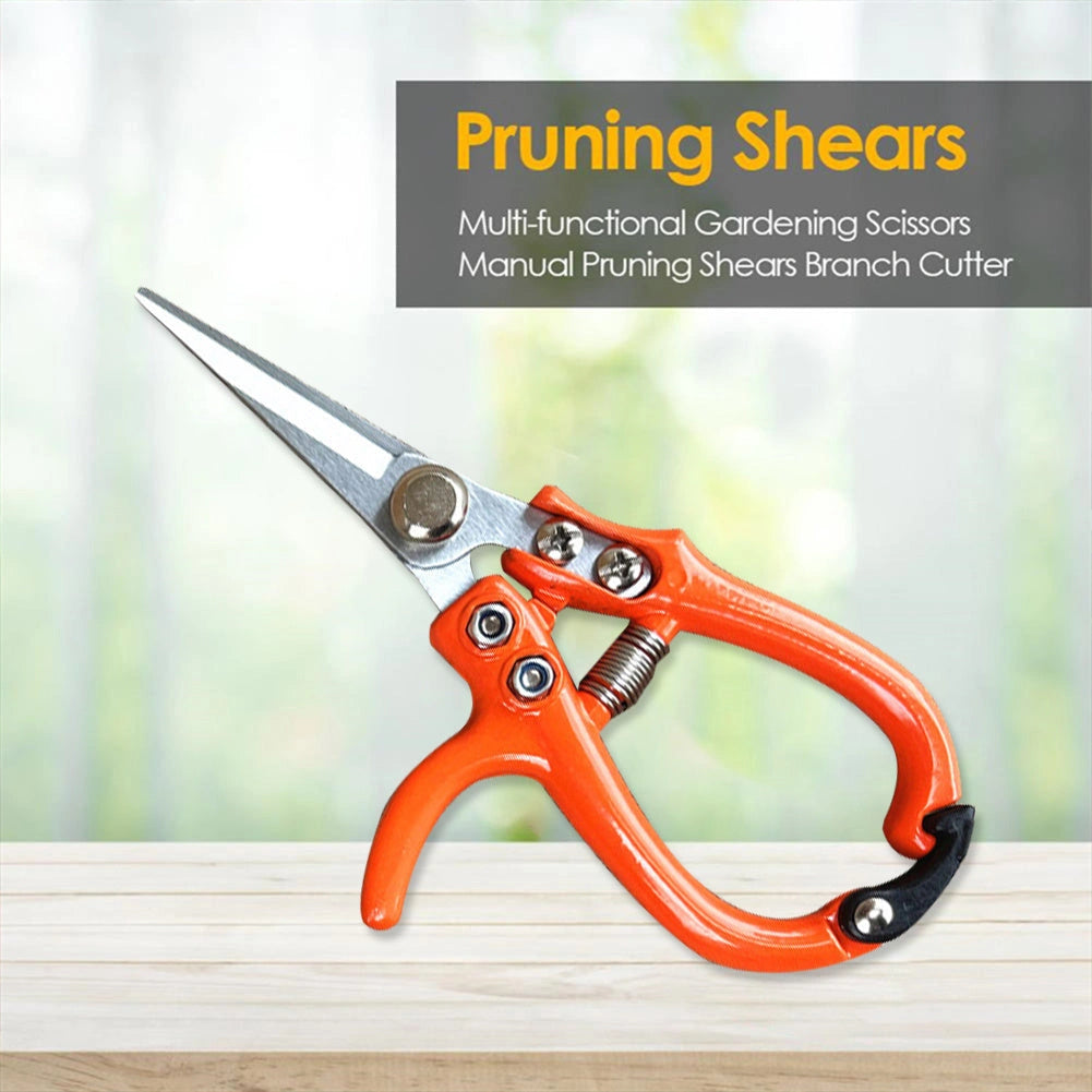 Multifunctional Garden Scissors with Safety Buckle and Stainless Steel Spring