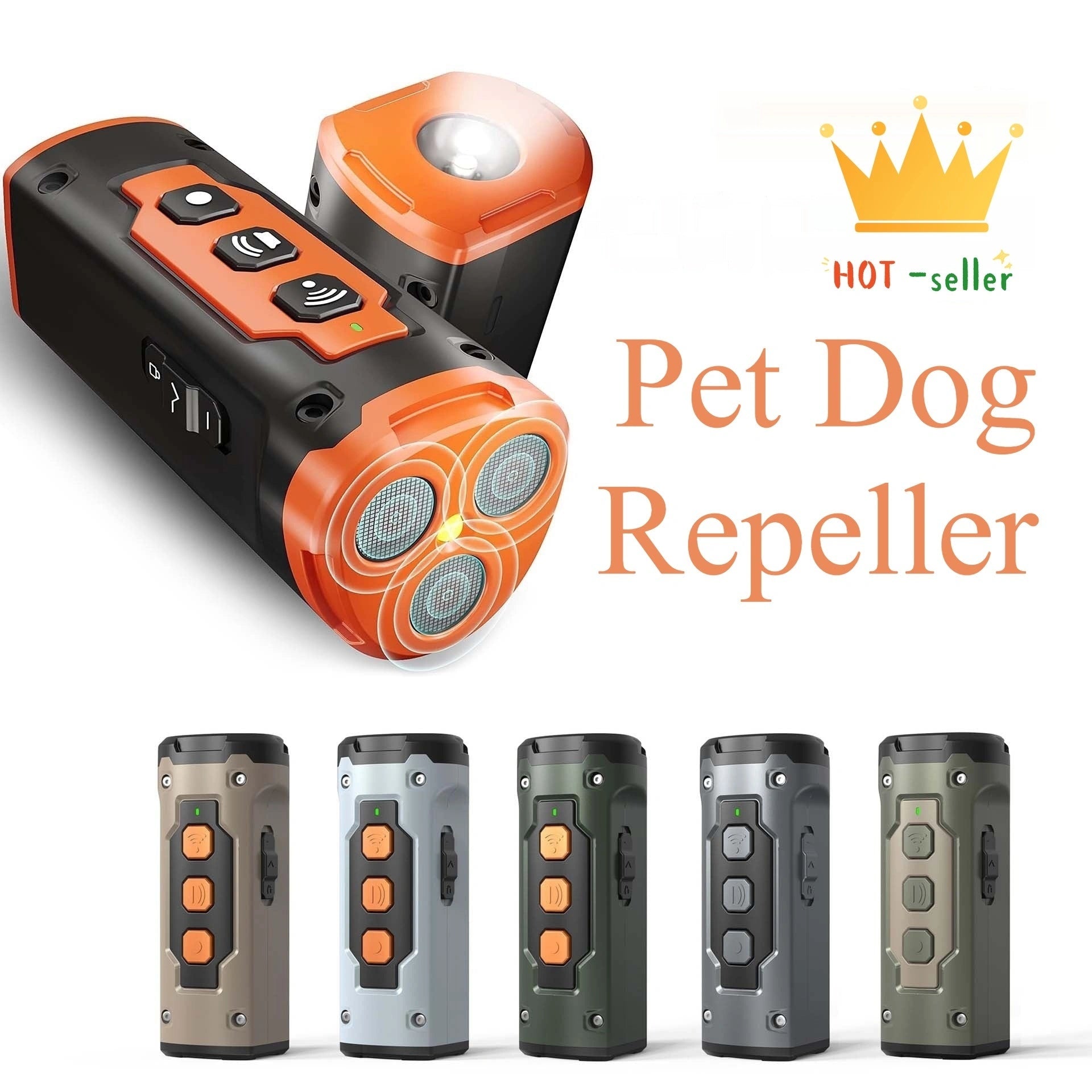 Dog Drive Ultrasonic Three-head Bark Plug Torch with LED Flashlight