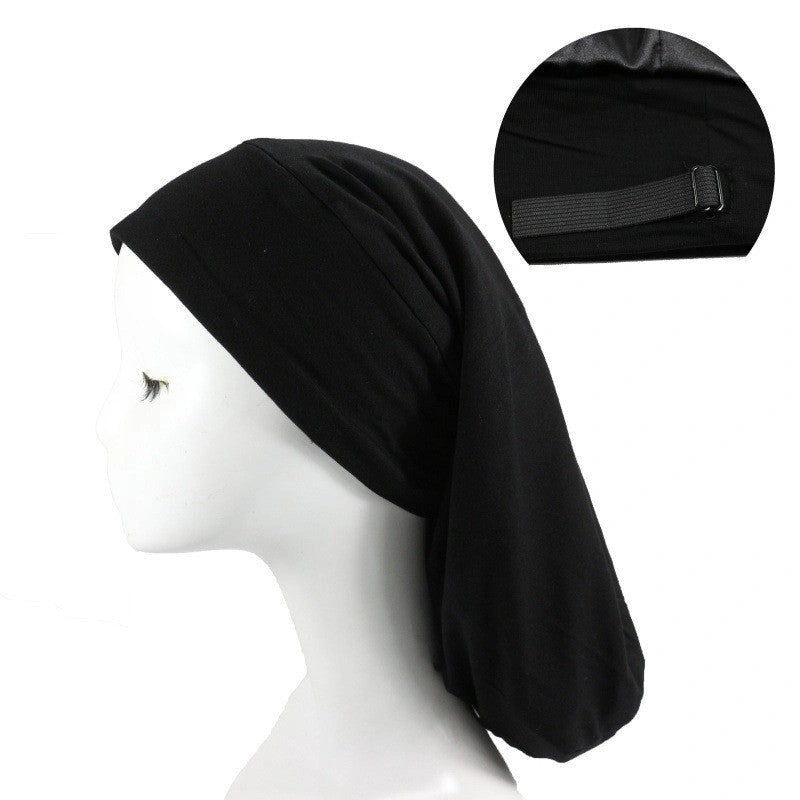 Adjustable Long Nightcap for Women in Satin with Cotton Lining