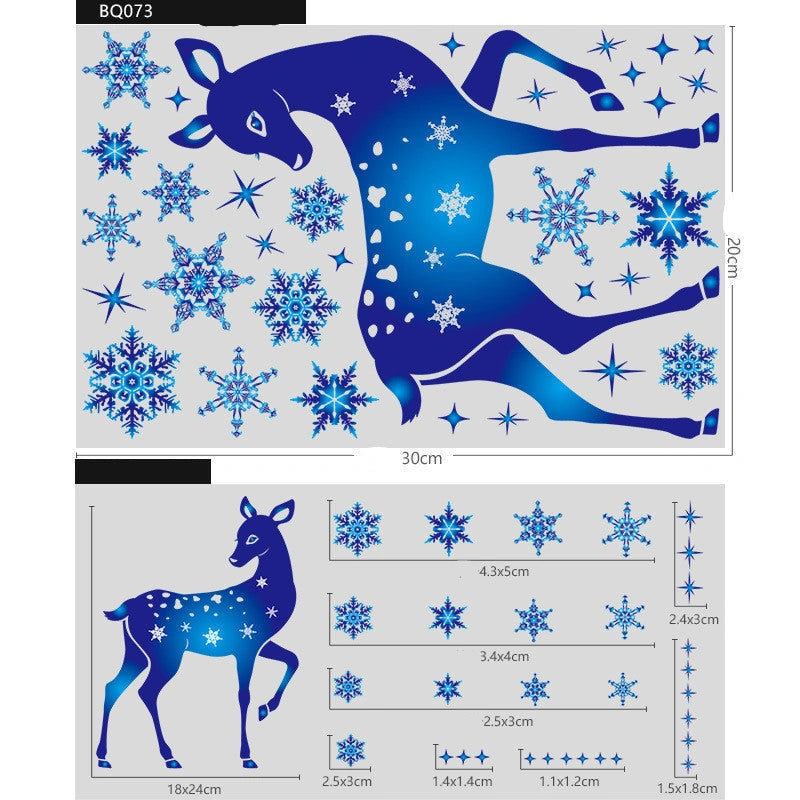 Christmas Elk Snowflake Sticker Decoration for Glass Windows and Walls