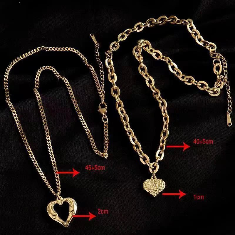 Titanium Steel Angel Wings Love Necklace with Irregular Folds and Heart Design
