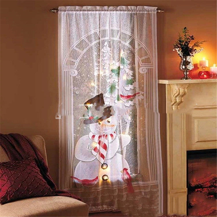 Christmas themed vertical blackout curtains with optional LED lights