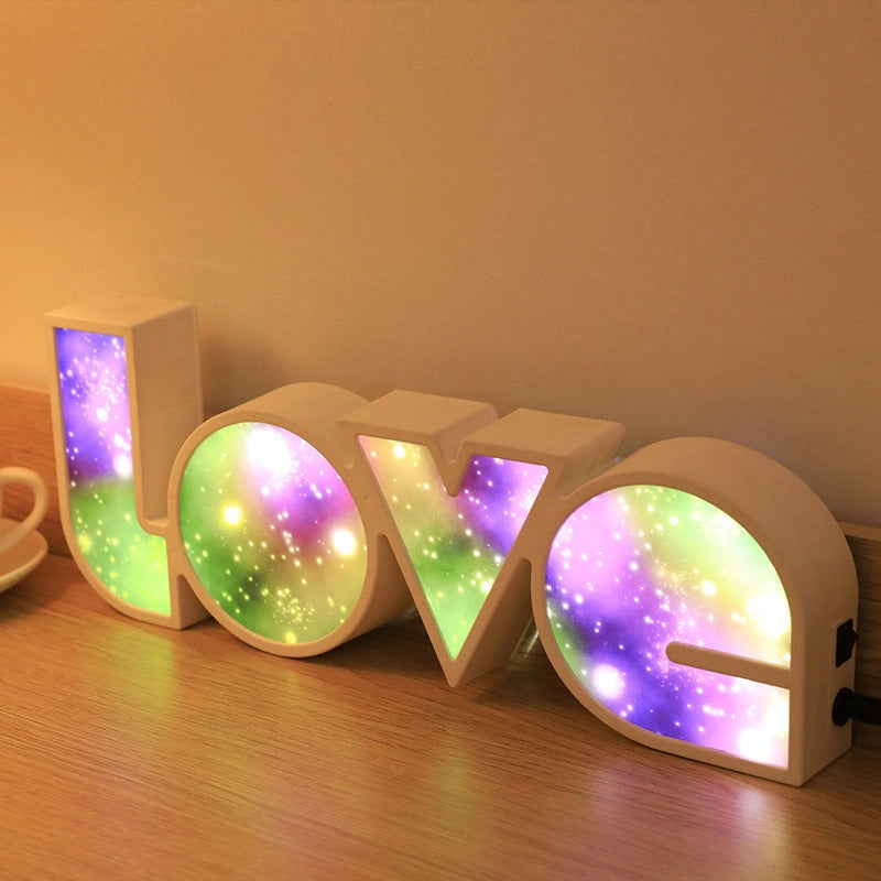 Rainbow-style LED LOVE Light for Valentine's Day and Wedding Decor