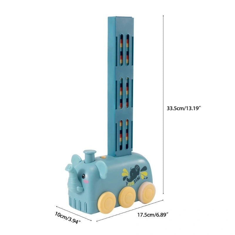 Domino Train Toy Stacking Block Set with Electric Car for Kids