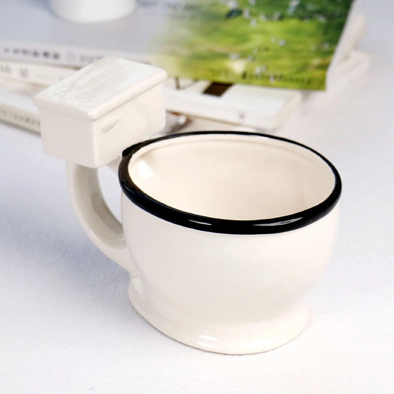 Toilet-shaped Ceramic Mug with Handgrip for Coffee or Tea