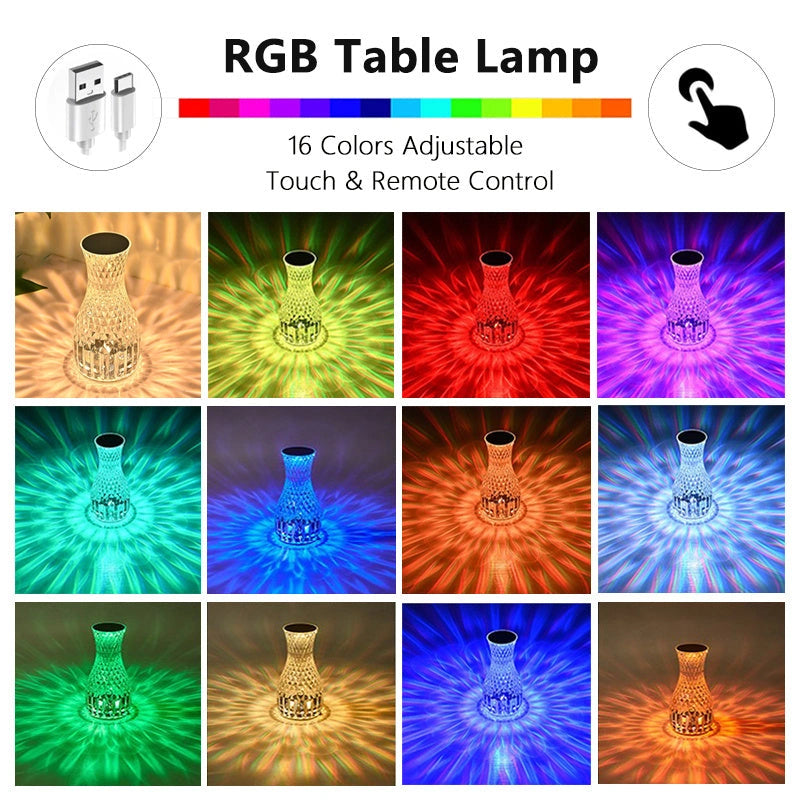 Vase Shape Atmosphere Crystal Lamp with USB Charging and Remote Control