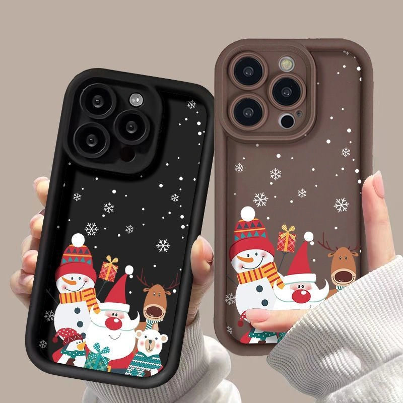 Santa Claus themed frosted phone case with shockproof silicone cover