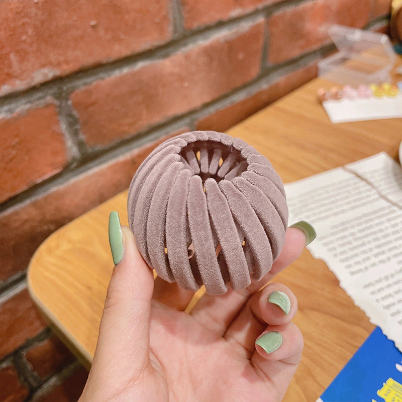 Velvet Bird's Nest Hair Ring Hairpin for High Ponytails