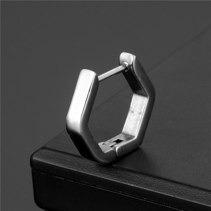 Stainless Steel Triangular Hoop Earrings with Titanium Steel Construction