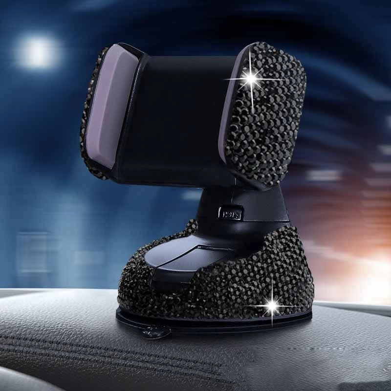 Diamond-encrusted car phone holder with multifunctional air outlet mount