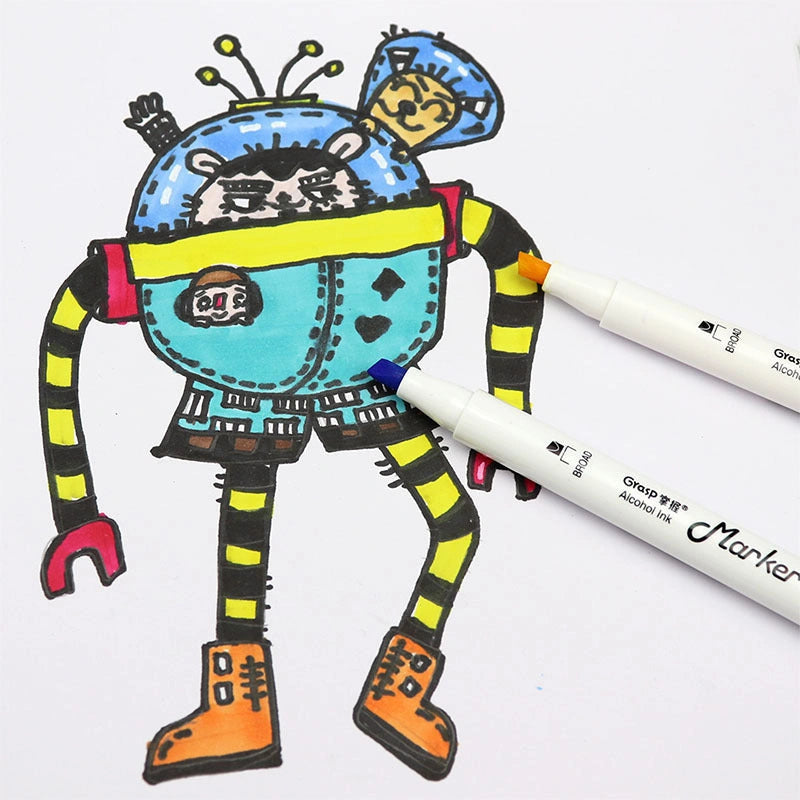 Master Double-headed Marker Art Brush Painting Set Oily 48-color Animation Hand-painting