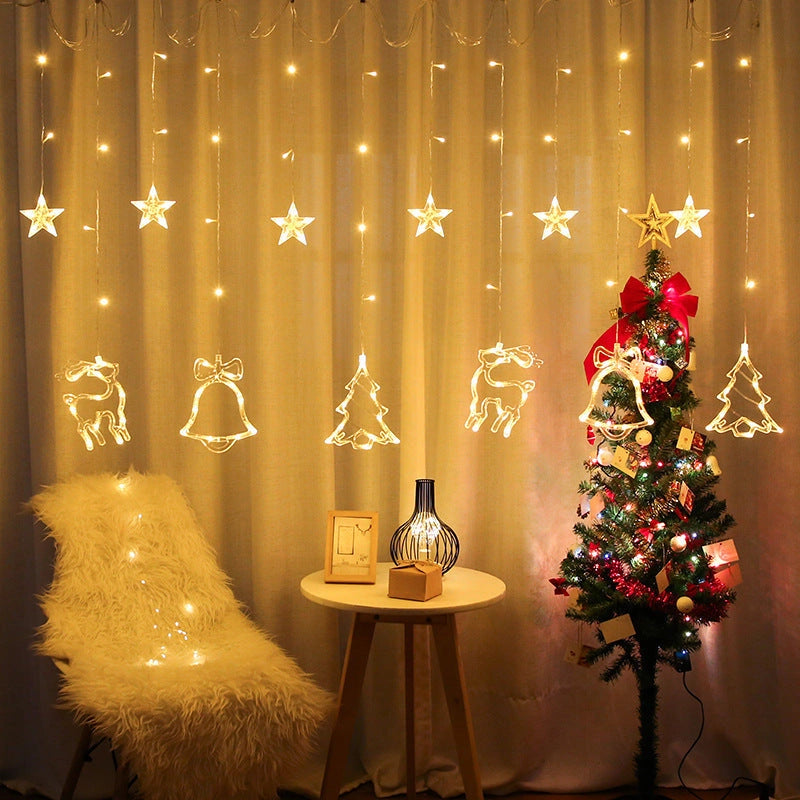 Christmas Deer Tree Bells Star String Fairy Lights for Festive Decor