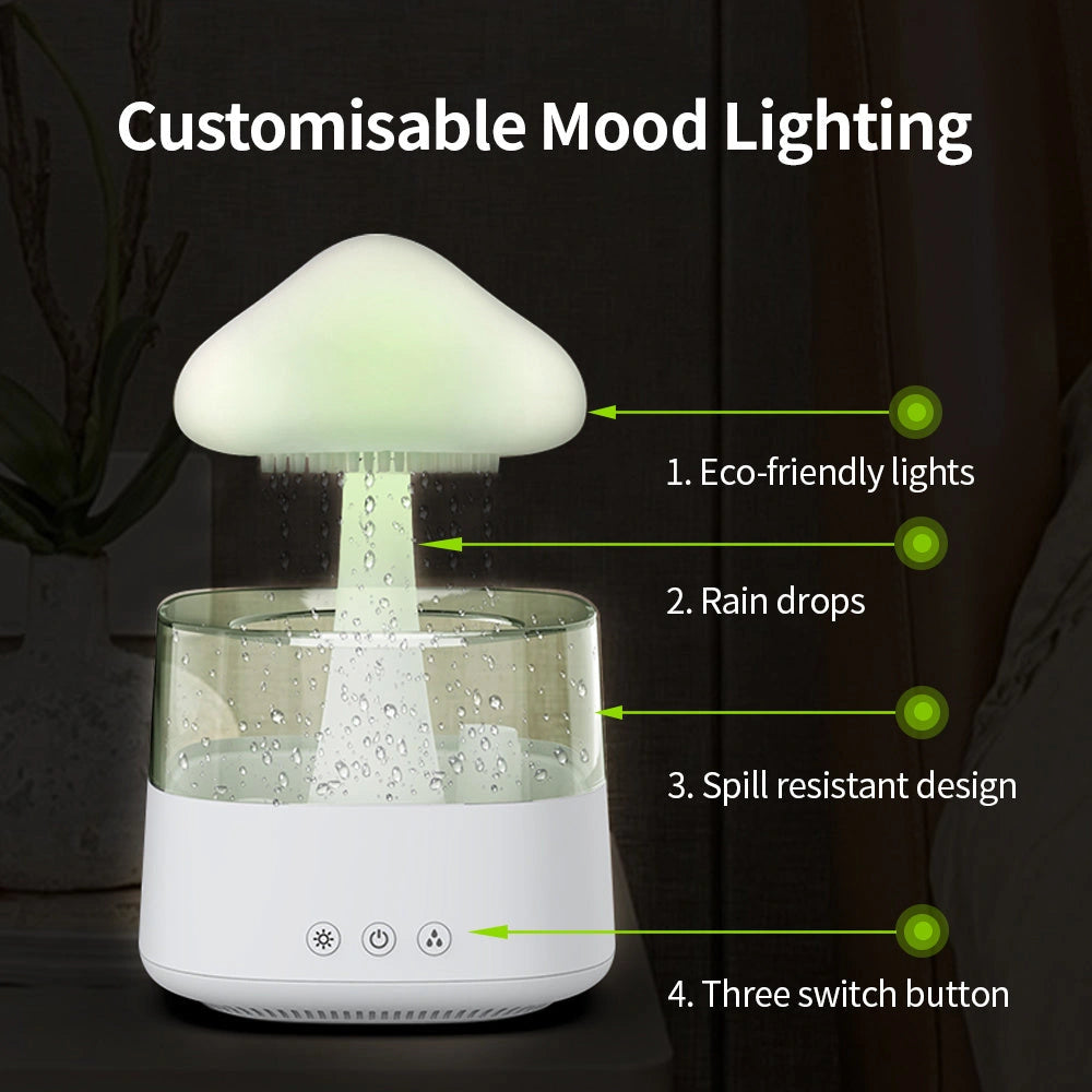 2-in-1 Desk Humidifier with Rain Cloud Design and Aromatherapy Function