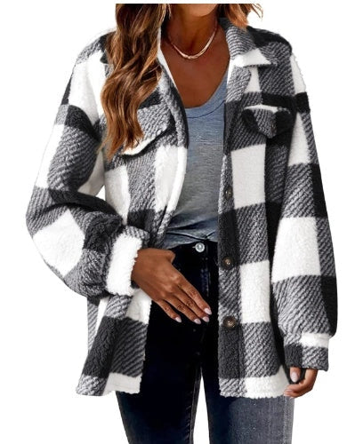 Lamb Fleece Jacket with Button Fastening in Multiple Colours