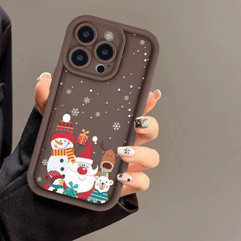 Santa Claus themed frosted phone case with shockproof silicone cover