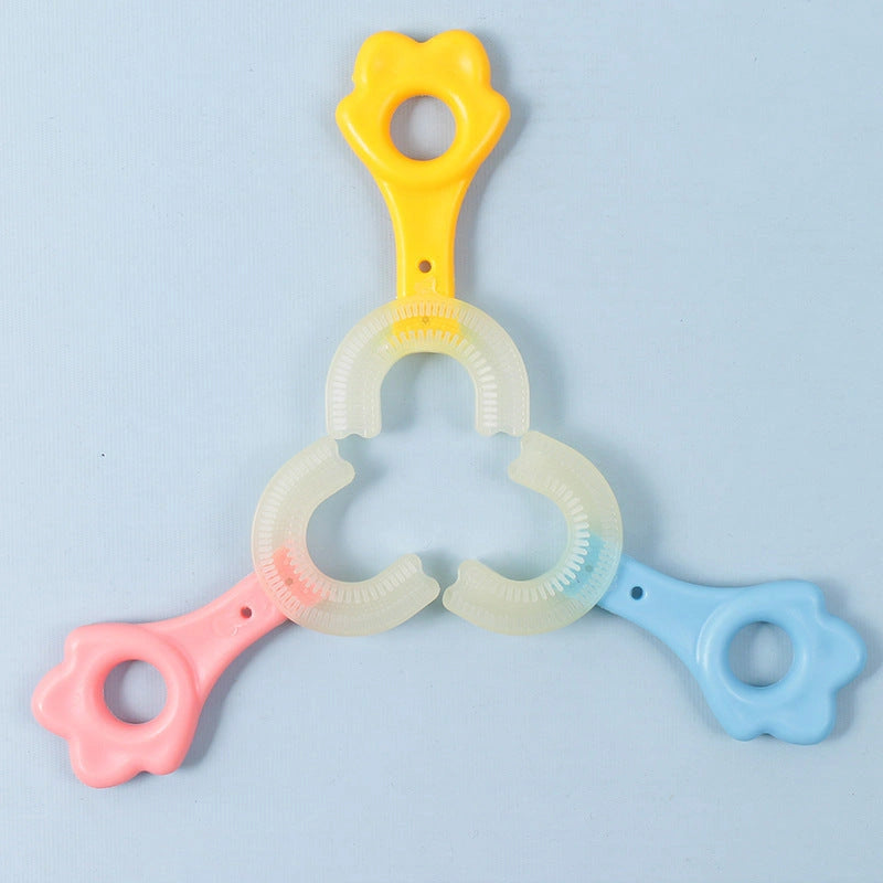 U-shaped Baby Toothbrush with Soft Silicone for Children's Oral Care